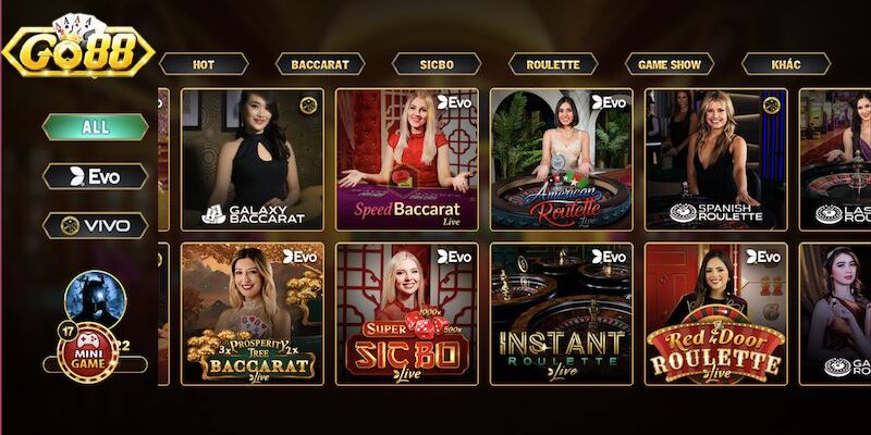 Các game hấp dẫn tại casino Go88 thu hút nhiều người chơi